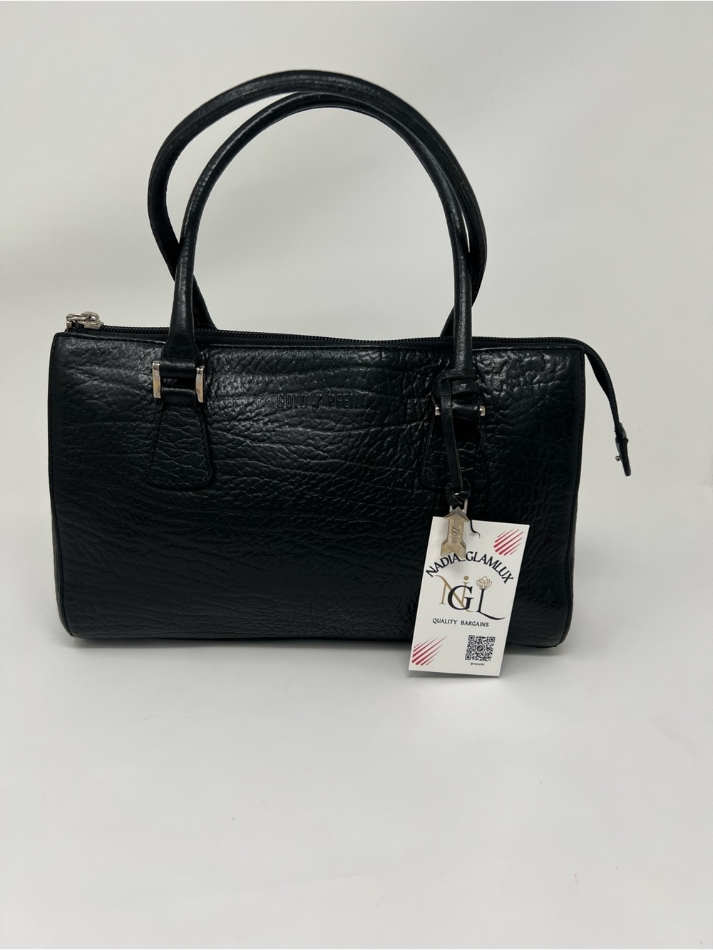 Goldpfeil W-Zip Black Leather Handbag - Picture 4 of 12